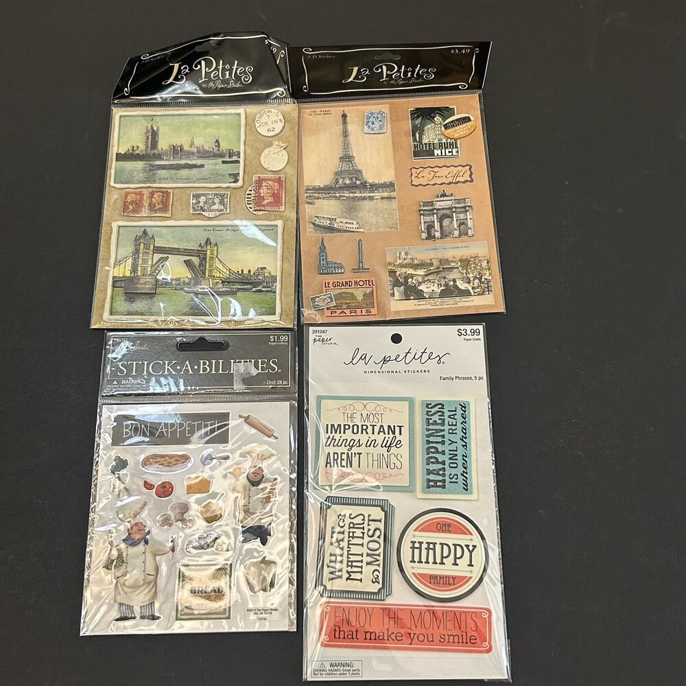 Paper Studio La Petites and Stick Abilities 3D Stickers Mixed Lot of 4
